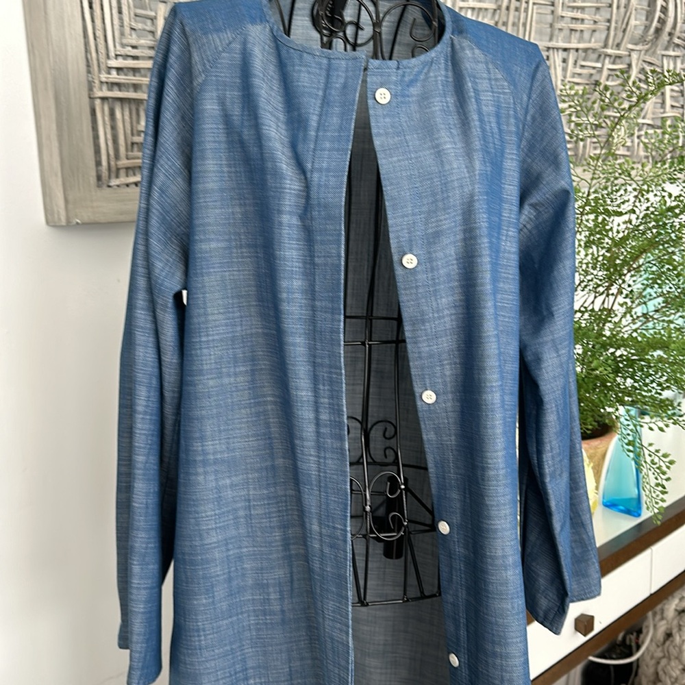 NWT Zero + Maria Cornejo Washed Indigo 100%Cotton, sleeves, 2 pockets - Picture 8 of 16